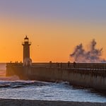Sunset seascape lighthouse